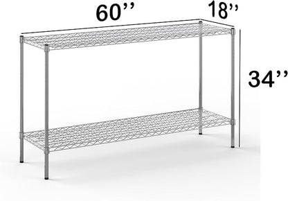 18" Deep x 60" Wide x 34" Height Wire Shelving Kit | 2-Tier | NSF Commercial - Image 2