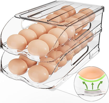 Egg Holder for Fridge, Automatic Steady Rolling Egg Dispenser by SMRCAD