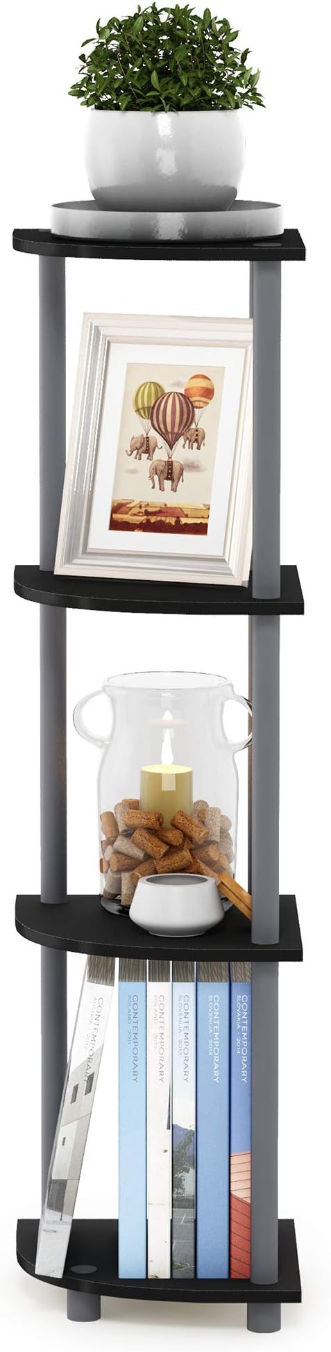 Furinno Turn-N-Tube Corner Shelf, 4-Tier Corner Bookshelf, Display Storage - Image 5