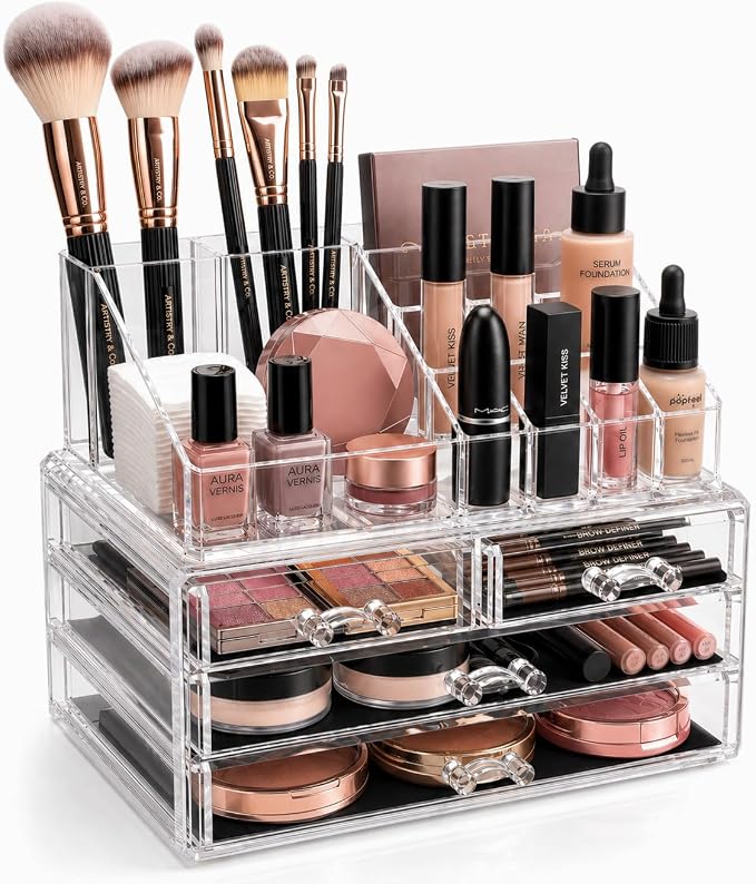 Brookstone Makeup Organizer Countertop, Cosmetic Display Case, Acrylic Makeup by Unknown