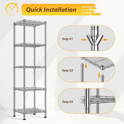 5 Wire Shelving Metal Shelves Storage Rack:Adjustable Storage Shelves Standing - Image 6