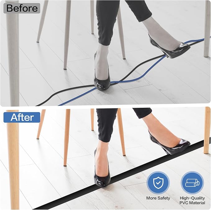 Floor Cord Cover Self Adhesive Cord Hider Floor Extension Cord Covers - Image 5