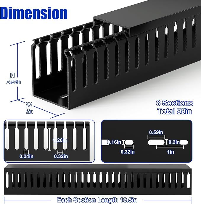 99in Professional Server Rack Cable Management Raceway, H2.4in x W2in Large - Image 2