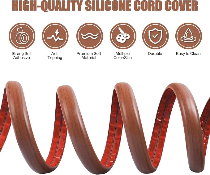 Floor Cord Cover Self Adhesive Cord Hider, 20FT Cable Management, Extension - Image 3