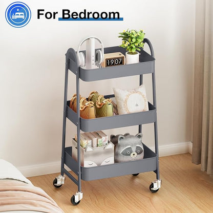 OLIXIS Metal Utility Cart, Mobile Rolling Storage Shelf - Image 6