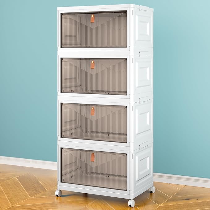 4 Tier Storage Bins with Lids, 23QT Stackable Closet Organizers and Storage - Image 8