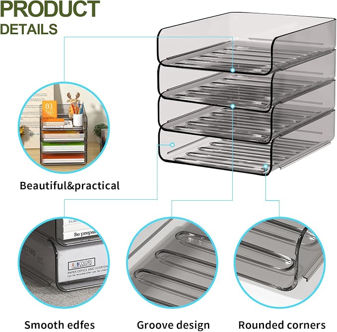 FANXIYQ 4-Tier Acrylic Paper Tray Organizer, Tool-Free Design - Image 8