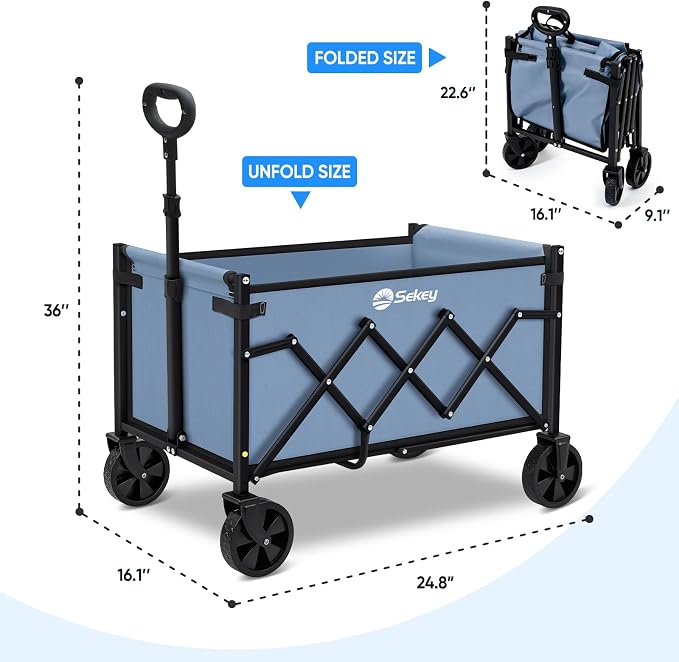 Sekey Wagon Cart with Wheels with 220LBS Capacity, Heavy Duty Wagon Carts - Image 7