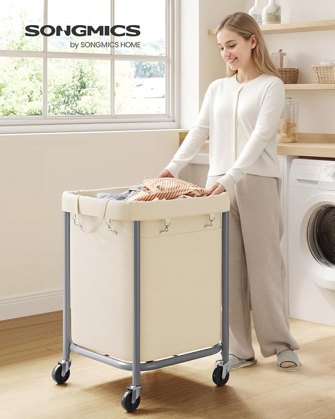 SONGMICS Laundry Basket, Rolling Steel Frame - Image 2