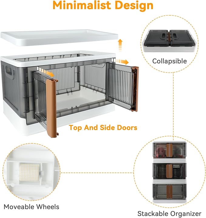 Storage Box, Cabinet with Lids, 8.4 Gallon Capacity, With Double Door and Lock - Image 3
