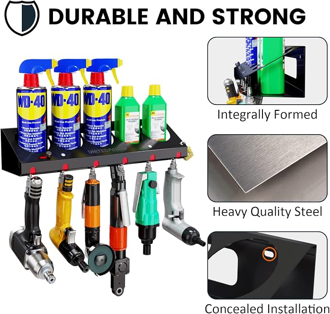 UNITEDPOWER Pneumatic Tool Holder Lockable/Aerosol Rack Combo, Wall Mounted - Image 5