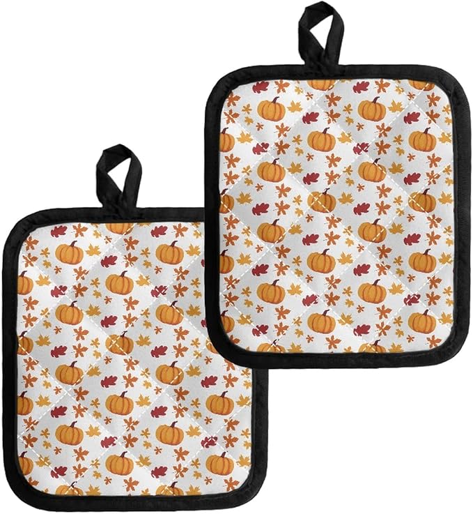 Happpy Thanksgiving Heat Resistant Potholders Hot Kitchen Pot Holders, Pumpkin by Jndtueit