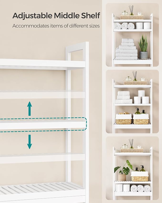 SONGMICS Over The Toilet Storage, 3-Tier Over Toilet Bathroom Organizer - Image 4