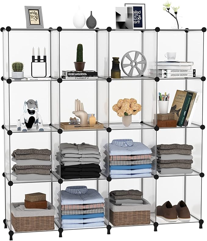 AWTATOS Cube Storage Organizer, 16 Cube Closet Organizer, Transclucent | - Image 8