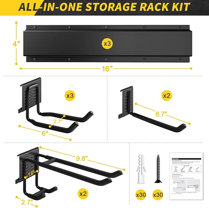 48" Garage Tool Organizer Wall Mount, 440lbs Garden Garage Storage Garage - Image 5