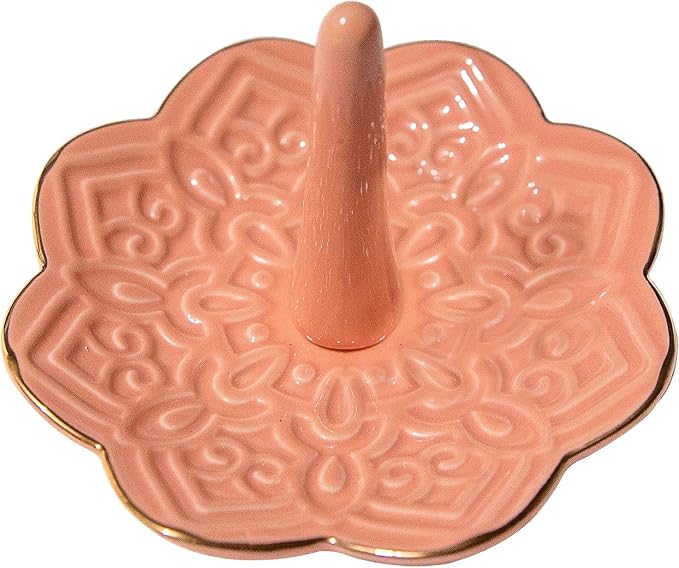 Ceramic Pink Mandala Jewelry Holder Decorative Ring Holder/Trinket Tray by RUIMIC