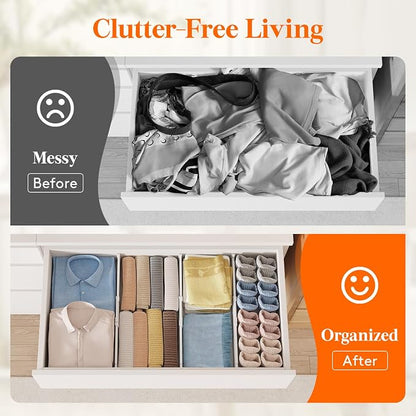 Lifewit 5 Pack Drawer Dividers for Clothes, Adjustable White Plastic Separators - Image 10