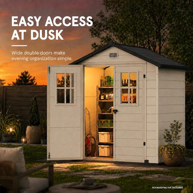 DWVO 6x4.4 FT Outdoor Storage Shed, Plastic Garden Tool Shed - Image 9