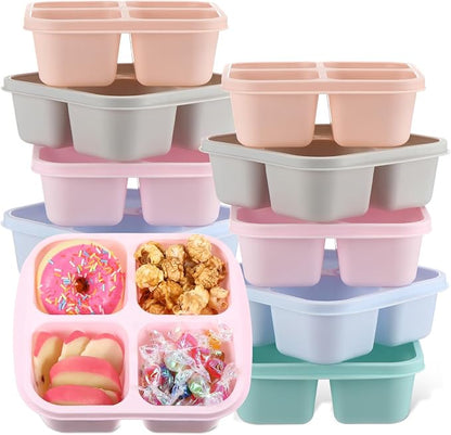 Honeydak 10 Pack Snack Container 4 Compartment Reusable Bento Snack Boxes by Honeydak