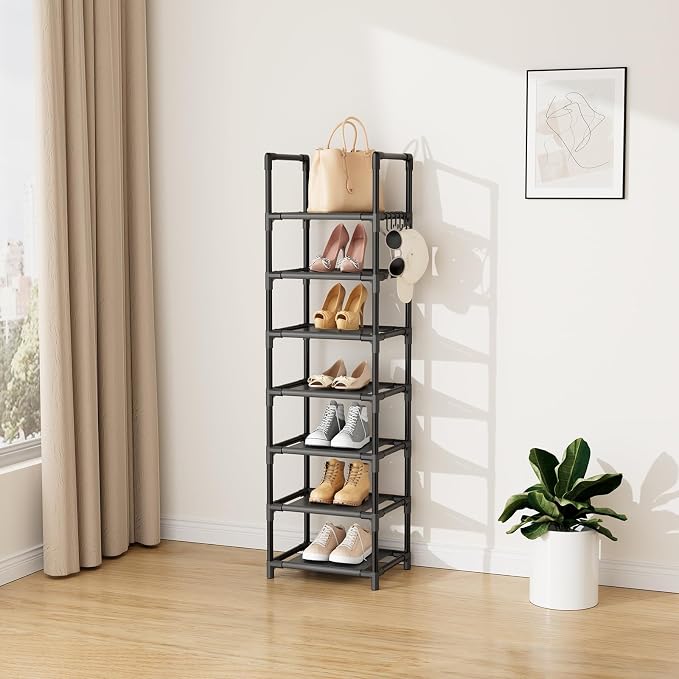 LANTEFUL Tall Shoe Rack 7 Tier Narrow Shoe Shelf Storage - Image 7