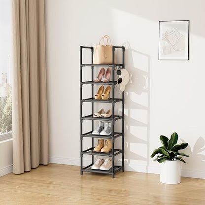 LANTEFUL Tall Shoe Rack 7 Tier Narrow Shoe Shelf Storage - Image 7