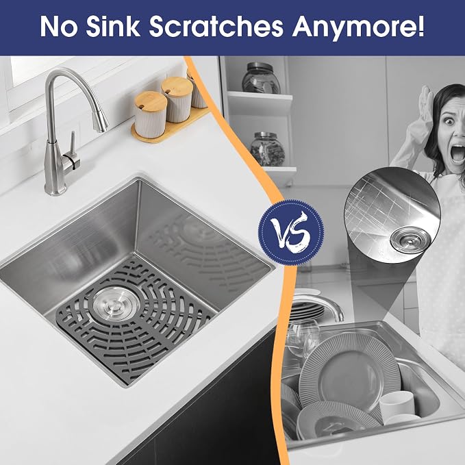 2PCS Silicone Sink Protector 12"x14" Rear Drain Hole, Heat Resistant Non-slip - Image 3