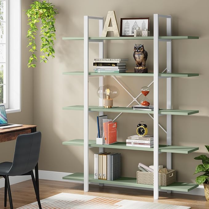 Tribesigns 5-Tier Bookshelf, Vintage Industrial Style Bookcase 72 H x 12 W x - Image 5