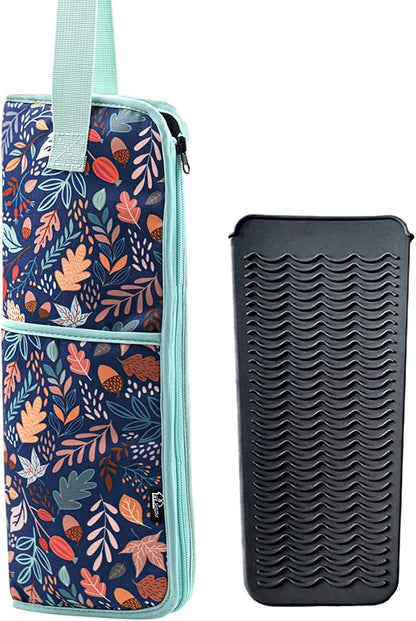 2 Pieces Hair Flat Iron Case Holder Canvas Bag Heat Resistant Curling Iron by WKIEASON