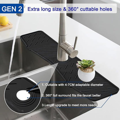 Meiliweser Faucet Mat for Kitchen Sink – 24” x 5.1” Extra-Long Silicone Splash - Image 4