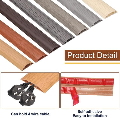 HARFINGTON 4ft Cord Cover Floor W0.6 x H0.33 Inner Channel PVC Hide Extension - Image 4