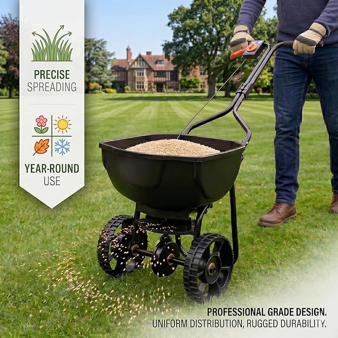 Walk-Behind Hand Push Broadcast Spreader, 10 ft Spreading Width Manual - Image 2