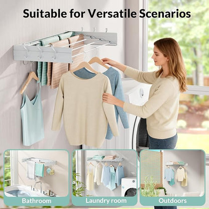 BAKON Wall Mounted Drying Rack, Indoor Outdoor Foldable Wall Mounted Clothes - Image 5