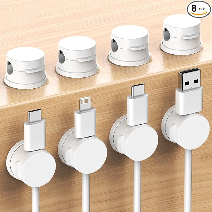 Cord Organizer, Rotatable Cable Organizer 8 Pack, No-Residue Adhesive Spring by INCHOR