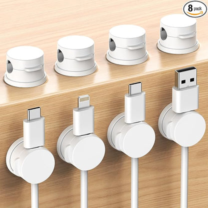 Cord Organizer, Rotatable Cable Organizer 8 Pack, No-Residue Adhesive Spring by INCHOR