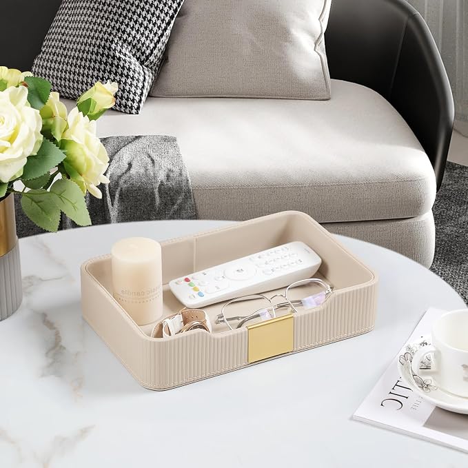 Valet Tray Desktop Storage Organizer, PU Leather Catchall Bedside Vanity Tray - Image 6