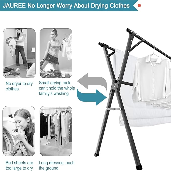 JAUREE 95 Inches Clothes Drying Rack, Drying Rack Clothing Folding Indoor - Image 6