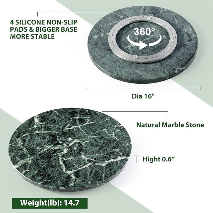 Marble Lazy Susan, 16 in Turntable Organizer - Image 4
