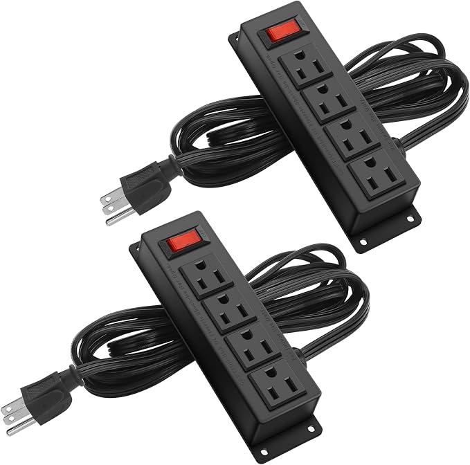 2Pack Wall Mount Power Outlet Strip, 4 Outlet Mountable Power Strip by HHSOET