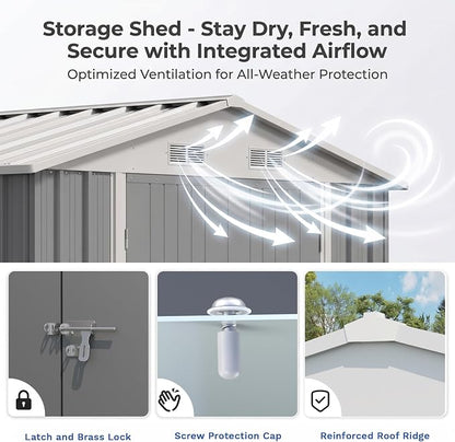 Devoko 8x12 FT Outdoor Storage Shed, Metal Tool Shed - Image 5