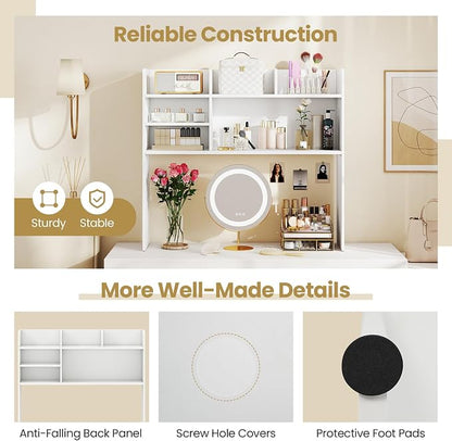 Tangkula Desktop Bookshelf for Computer Up to 32”, 37” Countertop Storage Hutch - Image 9