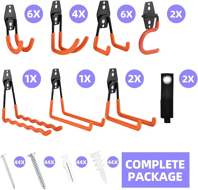 24 Pack Garage Hooks Steel Heavy Duty Garage Storage Hooks Utility Steel Wall - Image 4