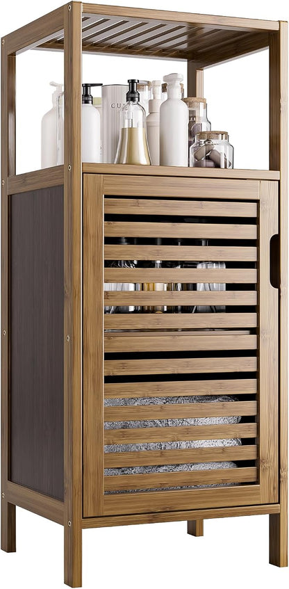 HITNET Bathroom Cabinet, Bamboo Floor Cabinet Free Standing, 4 Tier Sofa Side by HITNET