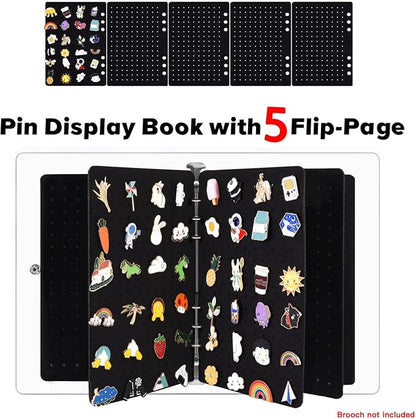 5 Pages A5 Enamel Pin Display Book, Pins Collection Storage Organizer Book - Image 2