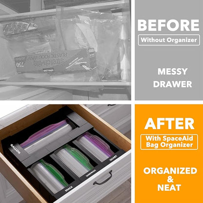 SpaceAid Bag Storage Organizer for Kitchen Drawer, Bamboo Organizer, Compatible - Image 2