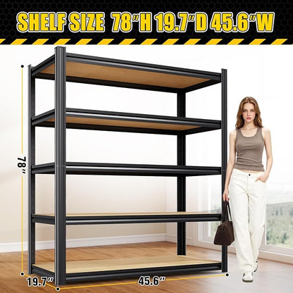 78" H Garage Shelving Heavy Duty Storage Shelves, Metal Adjustable Shelving Unit - Image 2