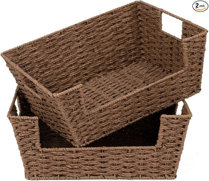StorageWorks Round Paper Rope Woven Basket by StorageWorks