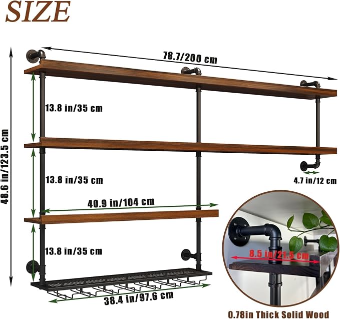 Solid Wood Wall Mounted Wine Rack, Large Wine Rack - Image 3