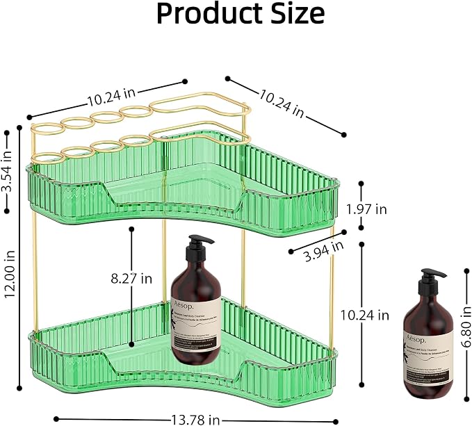 2 Tier Corner Bathroom Organizer Countertop, Vanity Makeup Organizer - Image 2