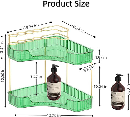 2 Tier Corner Bathroom Organizer Countertop, Vanity Makeup Organizer - Image 2