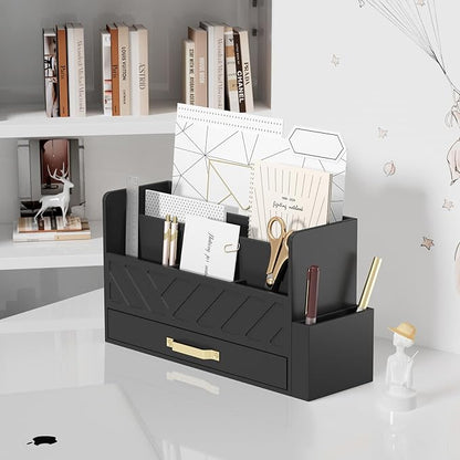 Bamboo Desk Organizer Mail Holder Countertop Wood Desk Drawer Tabletop Storage - Image 3